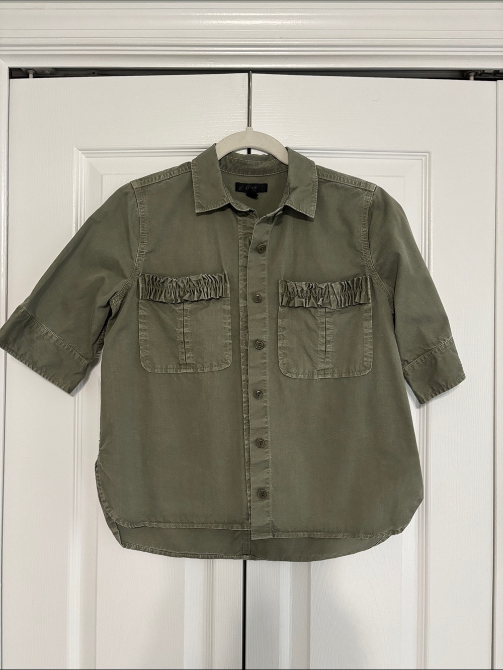 J. Crew Olive Green Short-Sleeve Button-Down Shirt
